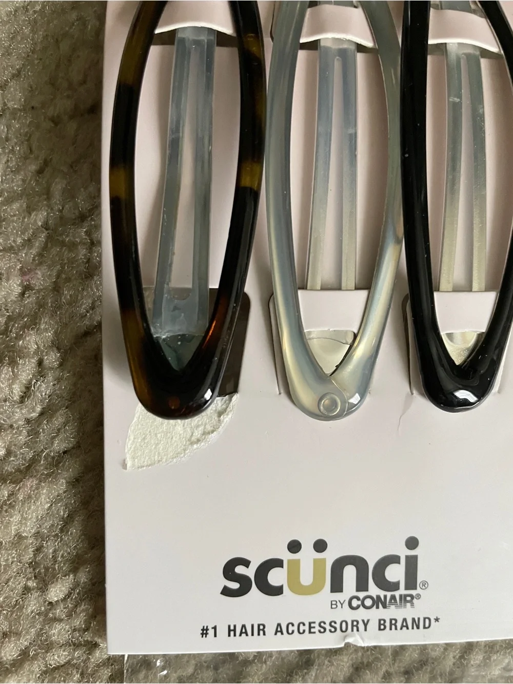 scunci Snap Hair Clips Trio - Black, Tortoise & Light Gray*